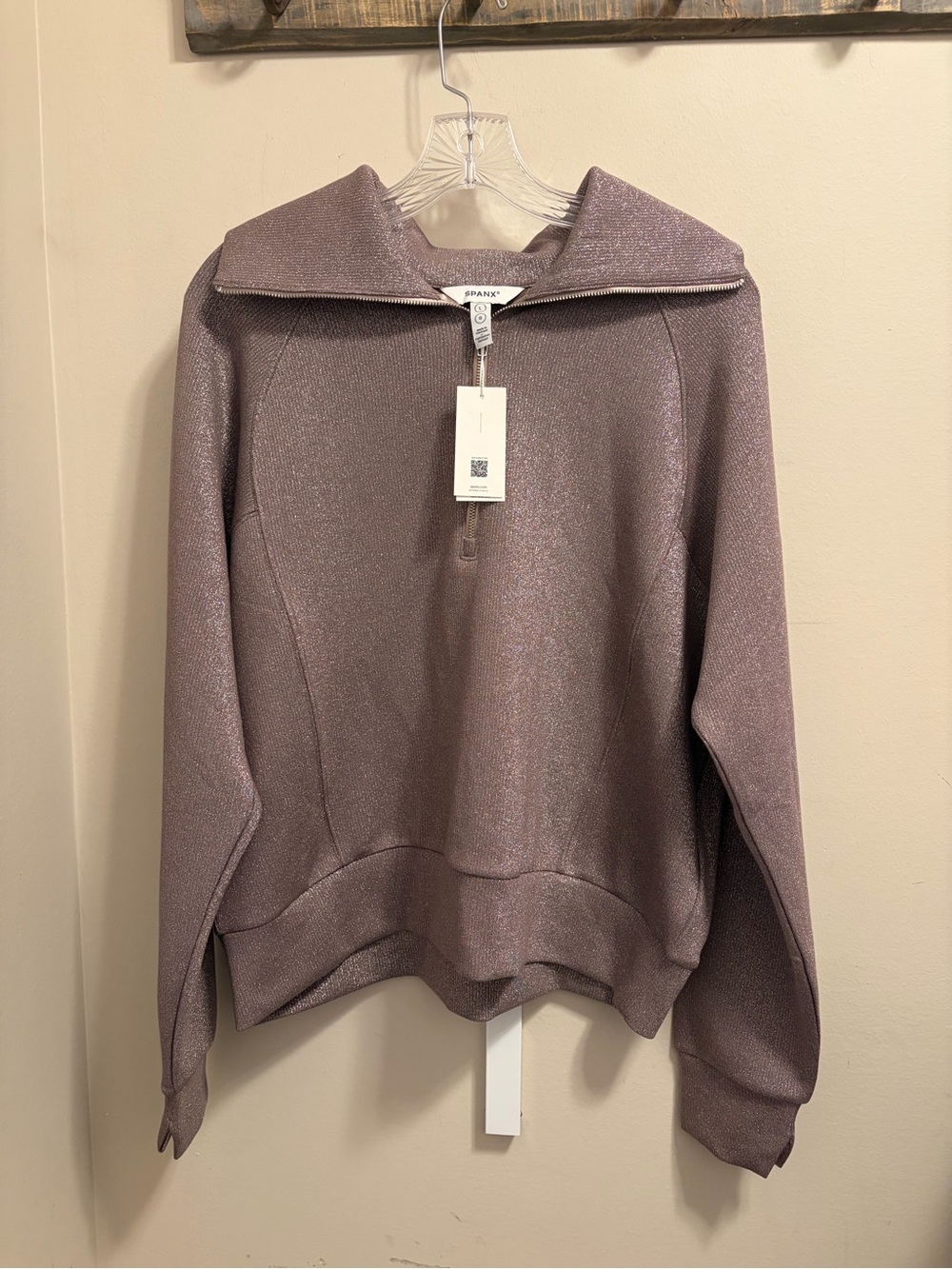 SPANX AirEssentials Metallic Half Zip Pullover Large NWT